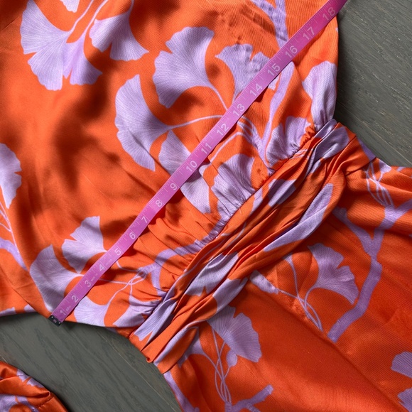 Andres Otalora Heliconia Floral Maxi Dress Ruffle Orange Purple - Size 4 - Picture 12 of 13